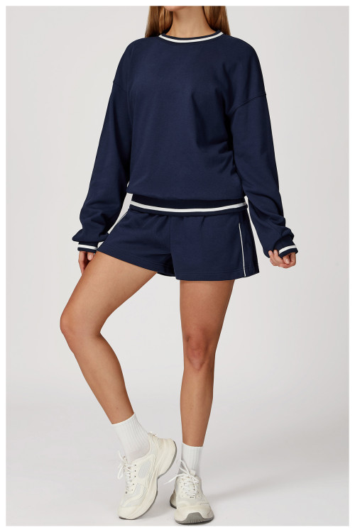 Custom Yoga Sets | Manufacturers wholesale autumn and winter casual contrast color sweatshirt suit