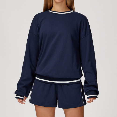 Custom Yoga Sets | Manufacturers wholesale autumn and winter casual contrast color sweatshirt suit