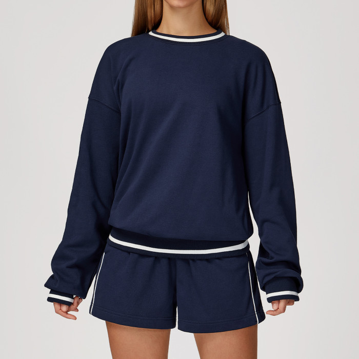 Custom Yoga Sets | Manufacturers wholesale autumn and winter casual contrast color sweatshirt suit