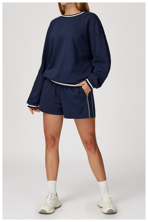 Custom Yoga Sets | Manufacturers wholesale autumn and winter casual contrast color sweatshirt suit