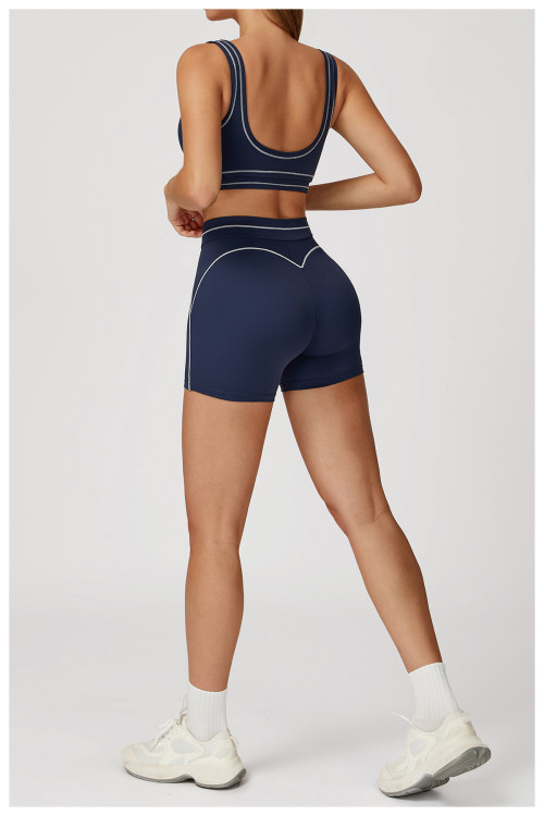 Custom High Waist Yoga Shorts | Factory-Designed Contrast Color Yoga Shorts for Outdoor Running