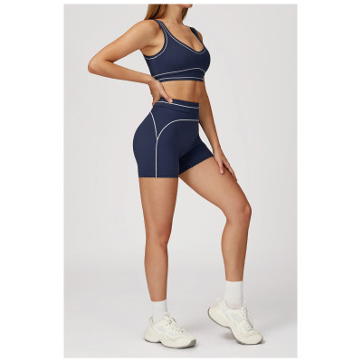 Custom High Waist Yoga Shorts | Factory-Designed Contrast Color Yoga Shorts for Outdoor Running