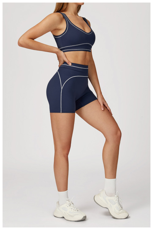 Custom High Waist Yoga Shorts | Factory-Designed Contrast Color Yoga Shorts for Outdoor Running