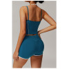 Custom Yoga Vest| Wholesale manufacturer fake two piece halter neck beautiful back yoga vest