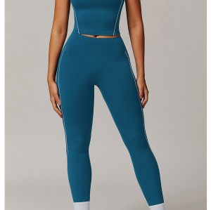 Custom Yoga Vest| Wholesale manufacturer fake two piece halter neck beautiful back yoga vest