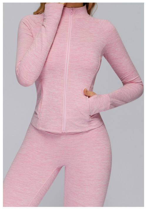 Custom Yoga Jackets | Brushed Long Sleeve Jacket Zipper Pocket Quick-Drying Tights Outdoor Running