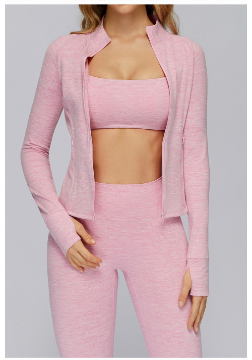 Custom Yoga Jackets | Brushed Long Sleeve Jacket Zipper Pocket Quick-Drying Tights Outdoor Running