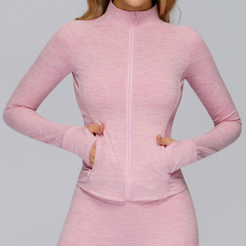 Custom Yoga Jackets | Brushed Long Sleeve Jacket Zipper Pocket Quick-Drying Tights Outdoor Running