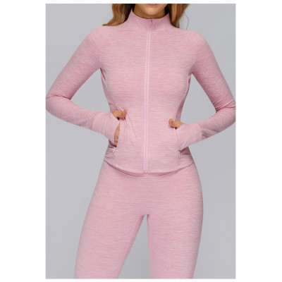 Custom Yoga Jackets | Brushed Long Sleeve Jacket Zipper Pocket Quick-Drying Tights Outdoor Running