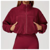 Custom Yoga Jackets |autumn and winter stand collar windproof warm fleece drawstring jacket running