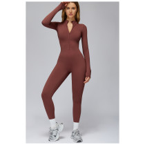 Custom jumpsuits|Wholesale bodysuit tight plus fleece yoga bodysuit outdoor warm bodysuit running
