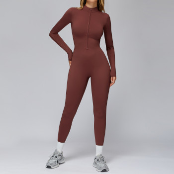 Custom jumpsuits|Wholesale bodysuit tight plus fleece yoga bodysuit outdoor warm bodysuit running