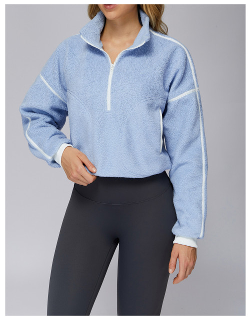 Custom Yoga Jackets |Wholesale running jacket with stand collar, windproof and warm fleece jacket