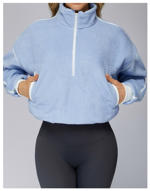 Custom Yoga Jackets |Wholesale running jacket with stand collar, windproof and warm fleece jacket