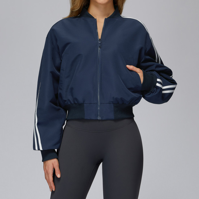 Custom Yoga Jackets|Wholesale loose cotton jacket with pocket zipper warm sports jacket for outdoor