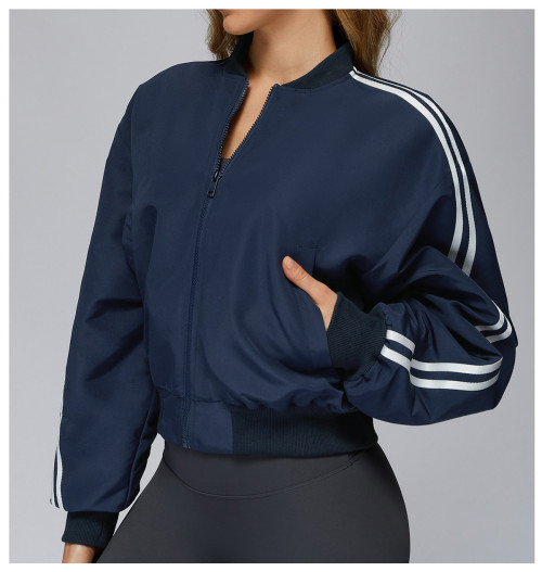 Custom Yoga Jackets|Wholesale loose cotton jacket with pocket zipper warm sports jacket for outdoor