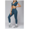 Custom yoga tops | Wholesale gathered yoga short sleeve V-neck hollow back tight top for running