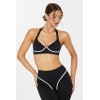 Custom Yoga Sets | Wholesale Yoga Set Colorblock Halter Neck Padded Sports Bra Stretch Quick-Drying