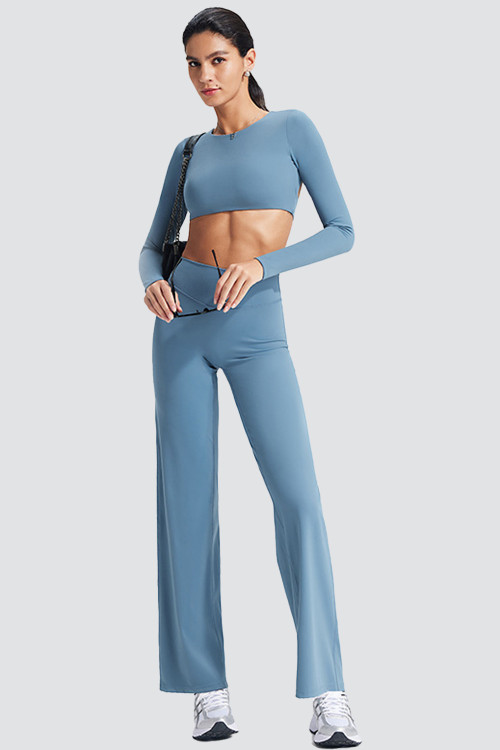 Custom Yoga Sets | Wholesale open back sports long sleeve women's fitness top with chest pad