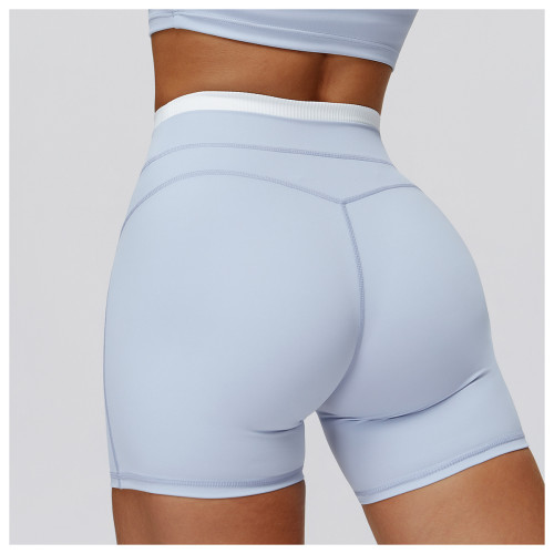 Custom Sports Shorts | Wholesale contrast color yoga shorts thread high waist yoga pants outdoor
