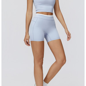 Custom Sports Shorts | Wholesale contrast color yoga shorts thread high waist yoga pants outdoor