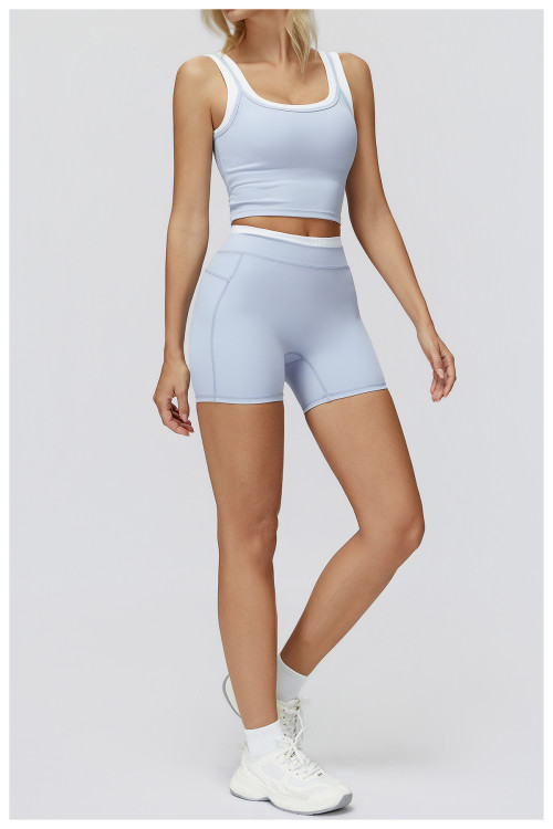 Custom Sports Shorts | Wholesale contrast color yoga shorts thread high waist yoga pants outdoor