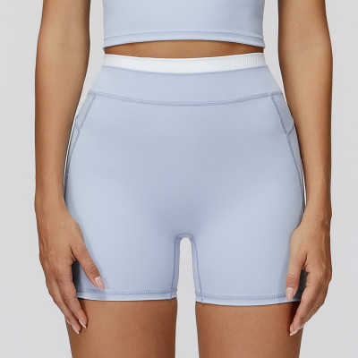 Custom Sports Shorts | Wholesale contrast color yoga shorts thread high waist yoga pants outdoor