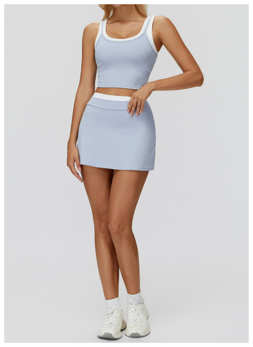 Custom tennis skirts |Wholesale contrast color short skirt thread sports anti-exposure tennis skirt
