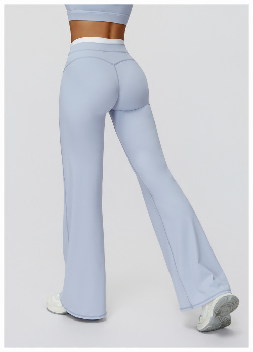 Custom yoga leggings|Factory directcontrast color loose flared pants high waist casual micro sports