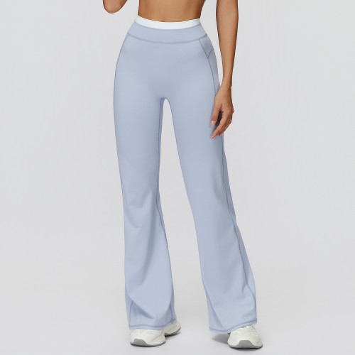 Custom yoga leggings|Factory directcontrast color loose flared pants high waist casual micro sports