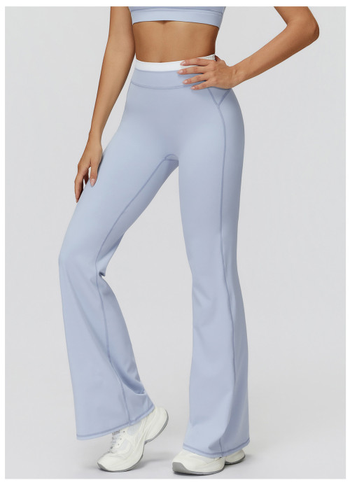 Custom yoga leggings|Factory directcontrast color loose flared pants high waist casual micro sports