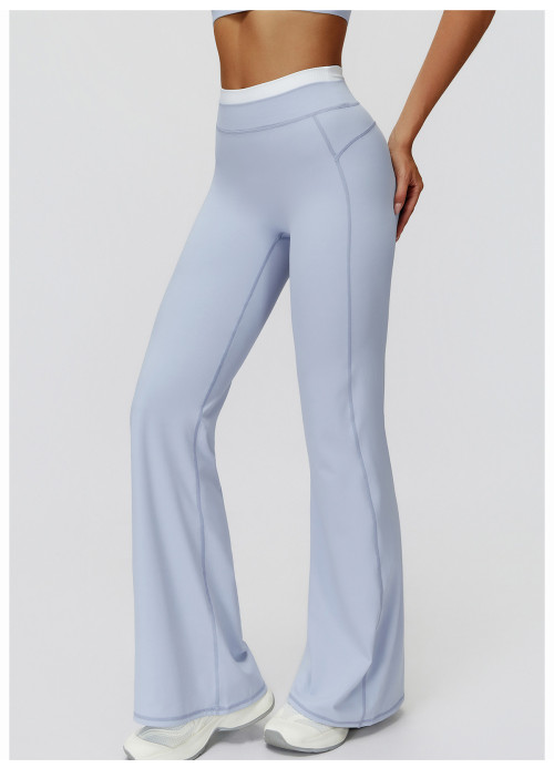 Custom yoga leggings|Factory directcontrast color loose flared pants high waist casual micro sports