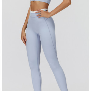 Custom yoga leggings|Wholesale Yoga Pants Threaded High Waist Contrast Sports Running Fitness Wear