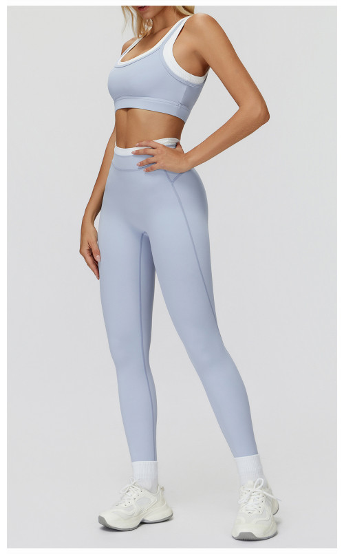 Custom yoga leggings|Wholesale Yoga Pants Threaded High Waist Contrast Sports Running Fitness Wear