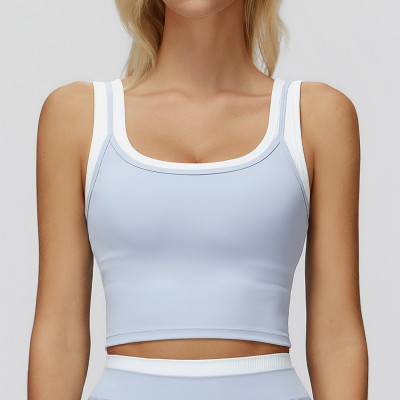 Custom Yoga Vest| Wholesale two-piece split vest contrast color nude feeling fashion casual tops