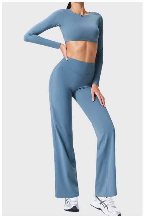 Custom Yoga Sets | Wholesale open back sports long sleeve women's fitness top with chest pad