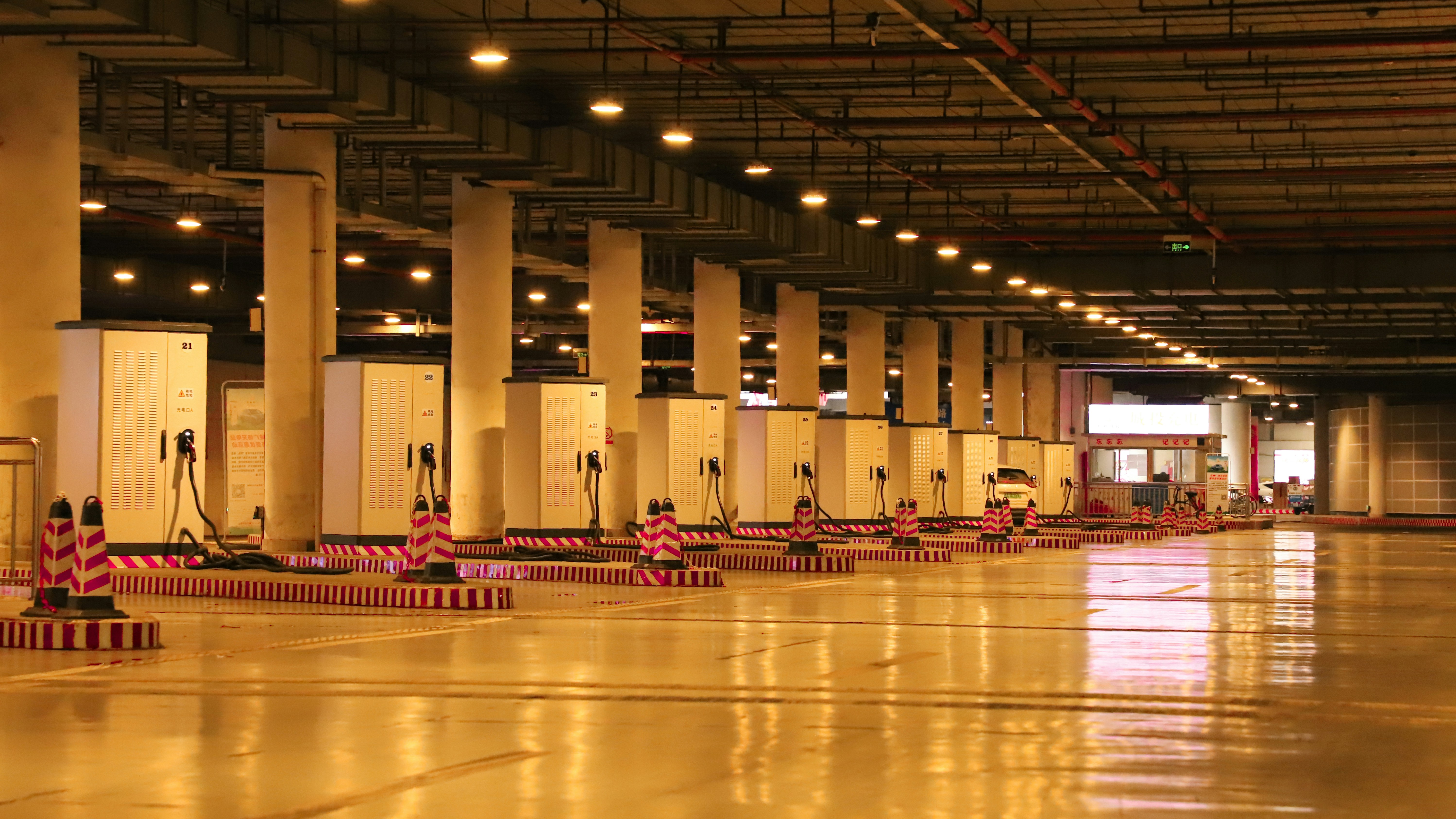 Trade show floor with booths for apparel manufacturers