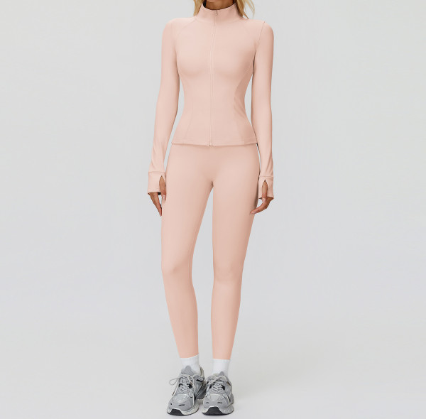 Custom Yoga Sets|Wholesale Autumn/Winter Casual Versatile Zippered Windproof Warm Fleece-Lined Suit