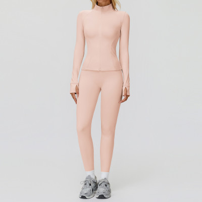 Custom Yoga Sets|Wholesale Autumn/Winter Casual Versatile Zippered Windproof Warm Fleece-Lined Suit