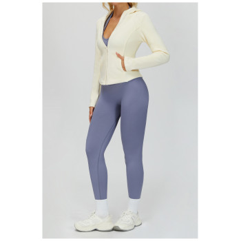 Custom Yoga Jackets | Wholesale Hooded fleece-lined slim-fit zip-up jacket for outdoor use