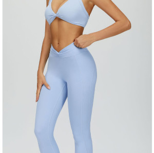 Custom yoga leggings|Wholesale Tight-fitting yoga pants, crossover high-waisted twisted pleats