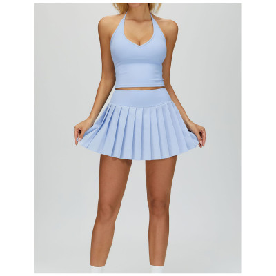 Custom tennis skirts|Wholesale Fake-two pleated short skirts anti glare tennis skirt outdoor running