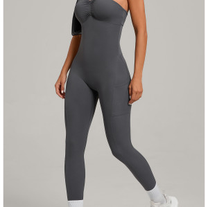 Custom jumpsuits|Wholesale Outdoor running and fitness jumpsuit with side pockets