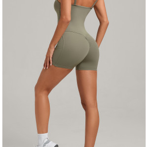 Custom jumpsuits|Wholesale Yoga bodysuit with side pockets for running and fitness