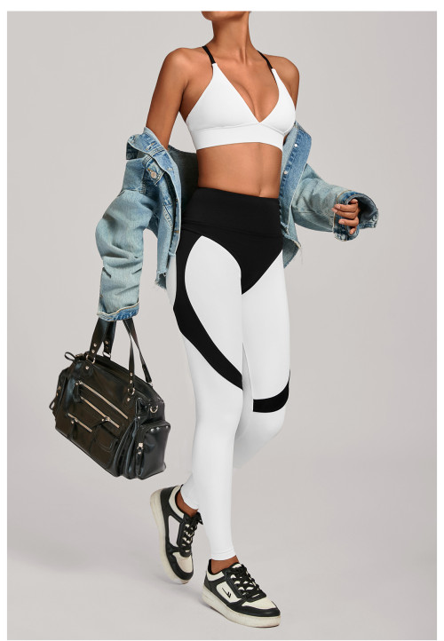 Custom Yoga Sets|Wholesale Color-blocked yoga set tight-fitting high-waist sportswear set outdoor