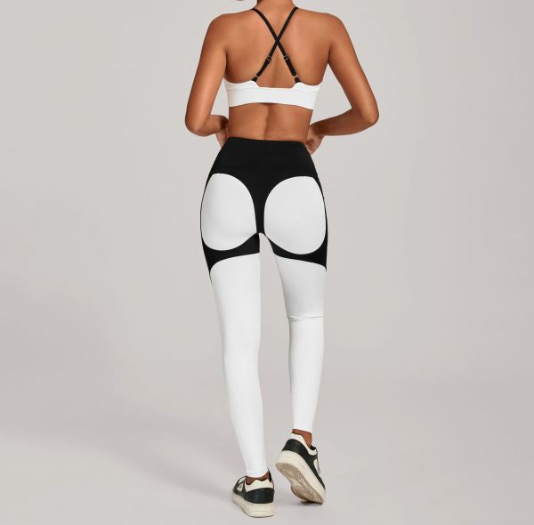 Custom Yoga Sets|Wholesale Color-blocked yoga set tight-fitting high-waist sportswear set outdoor