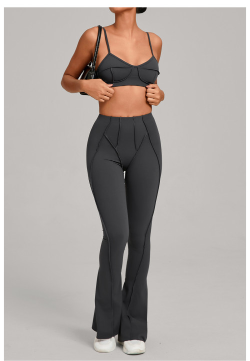 Custom Yoga Sets|Wholesale Brushed Yoga Set  Fitted 3D Patchwork Yoga Clothes Suitable for Running