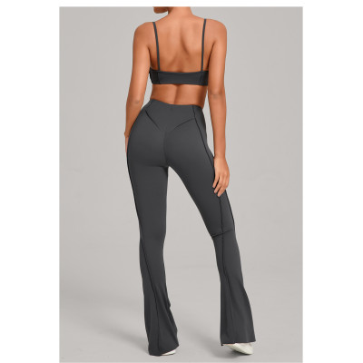 Custom Yoga Sets|Wholesale Brushed Yoga Set  Fitted 3D Patchwork Yoga Clothes Suitable for Running