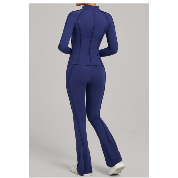 Custom Yoga Sets|Wholesale Women Yoga Suit Autumn/Winter Zipper Long-Sleeved Fitness Set for Running