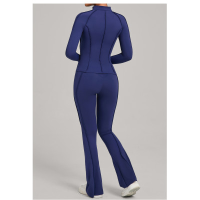Custom Yoga Sets|Wholesale Women Yoga Suit Autumn/Winter Zipper Long-Sleeved Fitness Set for Running